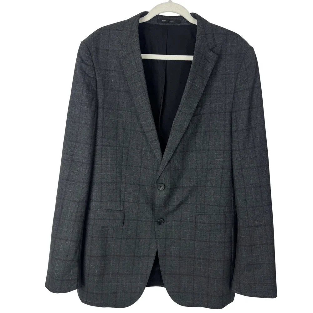 BOSS Hugo Boss Guabello Plaid Blazer Sport Suit Slim Coat Jacket Men 42L Wool‎